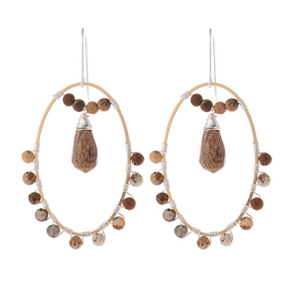 Riah Fashion Natural Stone Boho Dangle Earings